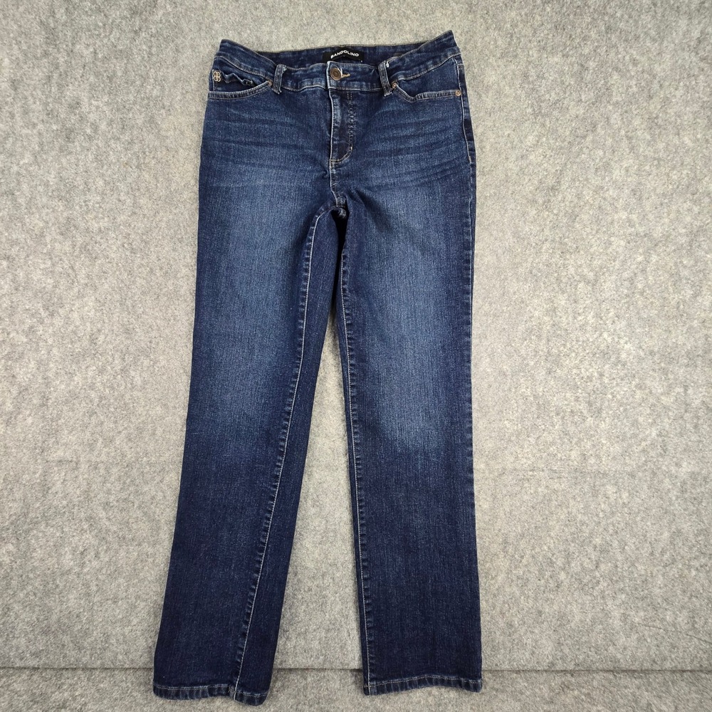 Bandolino Mandie Straight Leg Jeans Size 10 Dark Wash Stretch Blue Denim Pants